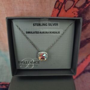 Sterling Silver Aurora Borealis Pendant Necklace - Multicolor